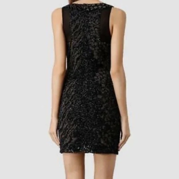AllSaints Shia hand embellished, mixed metal and animal print mini dress size 10 - Picture 5 of 14